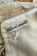 Dreamy Spring 1984 Emanuel Ungaro Haute Couture Runway Ivory Applique Lace & Silk Dress
