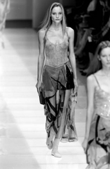 Prettiest Spring 2000 Giorgio Armani Runway Dusty Pink Beaded Halter Top & Silk Chiffon Skirt Set