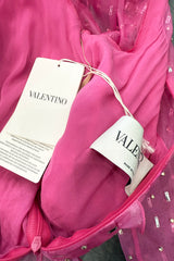 Spring 2018 Valentino by Pierpaolo Piccioli Pink Silk Organza Dress w Rhinestones & Metallic Silver Appliques