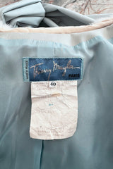 Ultra Rare Fall 1986 Thierry Mugler Ad / Runway Pale Ice Blue Suit w Faux Fur Cuffs & Collar