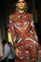 Fantastic Spring 2012 Emilio Pucci by Peter Dundas Runway Look 10 Coral Print Open Back Dress