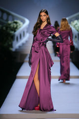 Rare Fall 2007 Christian Dior by John Galliano Runway Look 43 Purple Hammered Silk Top Skirt Dress Set