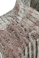 Exceptional 1970s George Stavropoulos Couture Bias Cut Grey Ribbon Silk Chiffon Dress w Sash