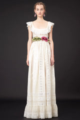 Romantic Resort 2015 Valentino by Pierpaolo & Piccioli & Maria Grazia Chiuri Cotton Embroidered Dress w Flower Belt