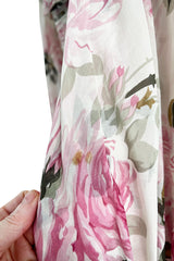Prettiest 1970s Lanvin Couture Pastel Floral Print Strapless Silk Chiffon Dress w Balloon Sleeve Jacket