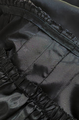 Fall 1974 Louis Mies Couture YSL Silk Taffeta Dress w Hand Embroidered Velvet Rose Detail
