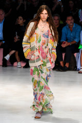 Prettiest Spring 2019 Etro by Veronica Etro Oversized Floral Print Bias Cut Silk Chiffon Spiral Dress