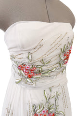 Dreamy Spring 2008 Christian Dior by John Galliano Ivory Silk Chiffon Dress w Hand Done Floral Embroidery