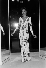 Fantastic Spring 1982 Yves Saint Laurent Haute Couture Runway Unlabeled Black & White Print Plunge Dress