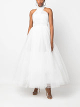 Fairy Tale 2010s Giambattista Valli White Dotted Silk Tulle Wedding Dress w Full Layered Netted Skirt