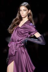 Rare Fall 2007 Christian Dior by John Galliano Runway Look 43 Purple Hammered Silk Top Skirt Dress Set