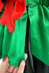 Incredible Spring 1990 Yves Saint Laurent Runway Brilliant Green Jacket w Pink Lining & Black Skirt Set