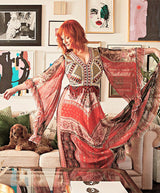 Spring 2020 Etro by Veronica Etro Runway Look 29 Printed Silk Chiffon Dress w Beaded & Embroidered Bodice