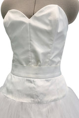 1993 Dolce & Gabbana Three Piece White Silk & Tulle Wedding Dress Overskirt & Veil Full Set