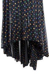Spring 1978 Yves Saint Laurent Runway & Ad Campaign Off Shoulder Silk Chiffon Dot Dress