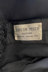Fall 1974 Louis Mies Couture YSL Silk Taffeta Dress w Hand Embroidered Velvet Rose Detail