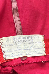 Exquisite 1965-66 James Galanos Couture Heavily Hand Beaded & Sequined Silk Print Dress