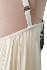 Incredible 2022 Alexander McQueen by Sarah Burton Ivory Silk Chiffon Dress w Heavily Detailed Bodoice