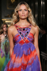 Gorgeous Spring 2015 Emilio Pucci by Peter Dundas Runway Look 36 Tie Dye Beaded Silk Chiffon Dress