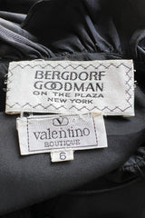 Dreamy 1980s Valentino Black Silk Wide Ruffled Hem Dress w Matching Wide Bell Sleeve Cropped Jacket