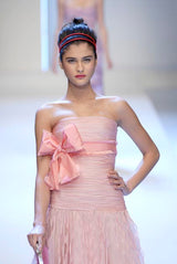Spring 2007 Valentino Runway Look 57 Strapless Red Silk Chiffon Ruffle Dress