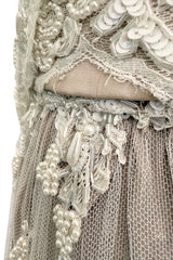 Outstanding Spring 1993 Giorgio Armani Runway Hand Beaded Sequin & Pearl Skirt & Corset Dress Set