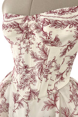 Prettiest 2000s Christian Lacroix Embroidered Net Strapless Dress w Dramatic Sleeved Bolero