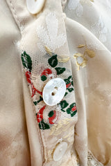 Spring 2006 Christian Dior by John Galliano Ivory Silk Top & Skirt Set w Flowers
