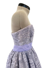 Elegant Late 1950s Sybil Connolly Couture Pale Lavender Pleated Linen Strapless Dress w Shawl