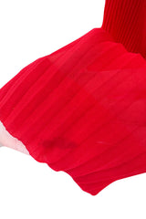 Incredible 1973 Hubert de Givenchy Haute Couture Red Sillk Crepe Chiffon Pleated Dress