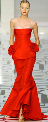 Modern Valentino by Pierpaolo Piccioli Homage to the Fall 2004 Runway Look 53 Strapless Red Silk Dress