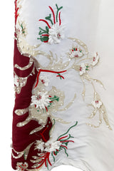 Extraordinary Spring 2022 Valentino by Pierpaolo Piccioli Look 78 Burgundy & White Embroidered Robe Dress