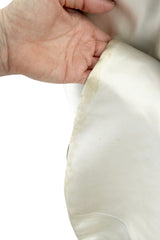 Minimalist 1990s Givenchy Silver Undertone Ivory Strapless Silk Dress w Back Gathering & Shawl