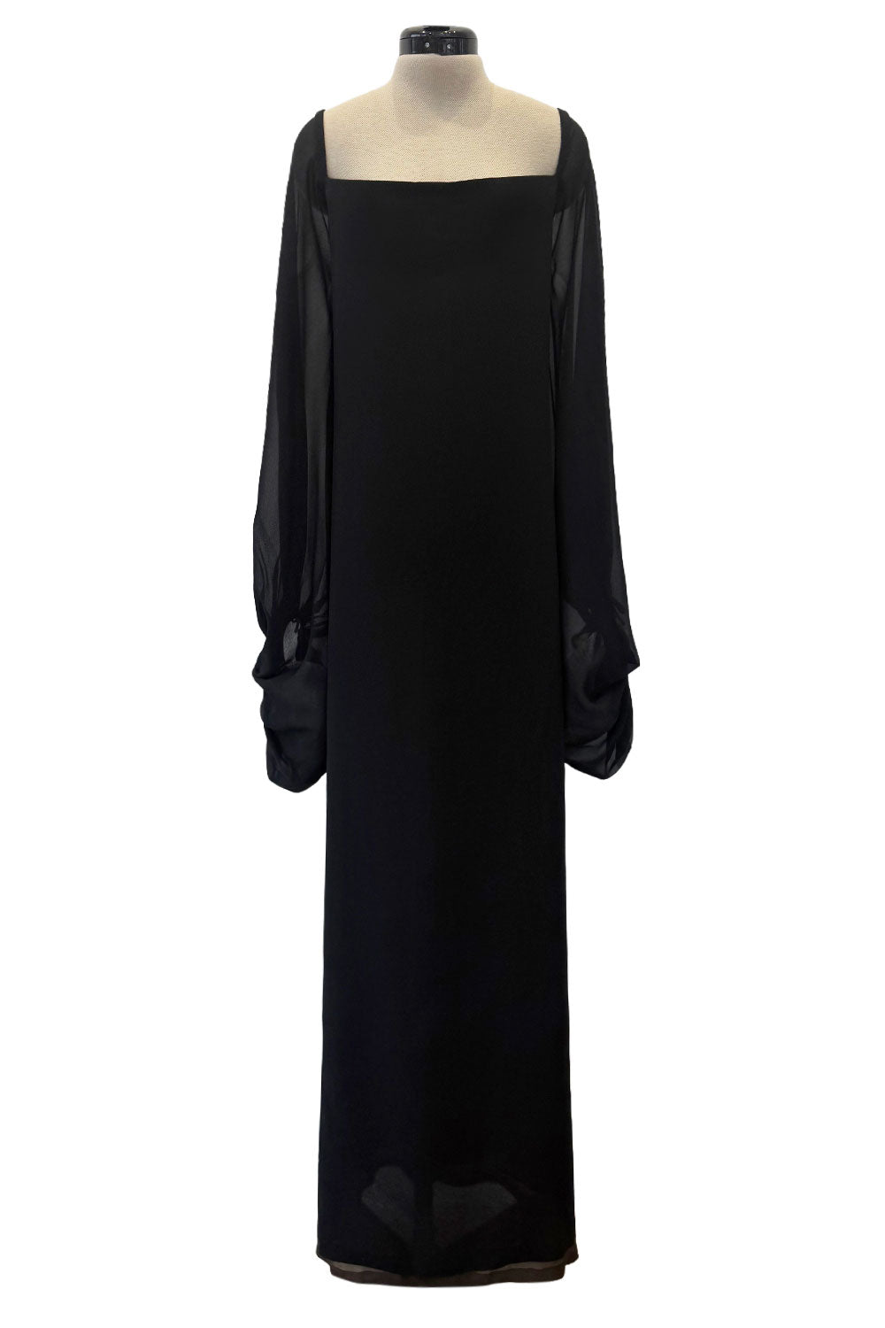 black long sleeve chiffon dress Rare 1978 Pierre Cardin Haute Couture Black Silk Chiffon Dress w Huge –  Shrimpton Couture