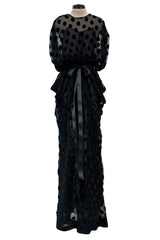 Chic Fall 1979 Givenchy by Hubert de Givenchy Runway Black Silk & Velvet with Inner Slip