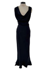Fantastic Spring 1999 John Galliano Runway Look 11 Black Bias Cut Dress w Wide Strap Open Back