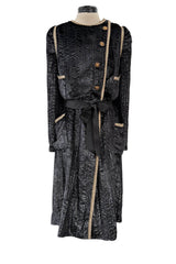 Important Fall 1983 Chanel by Karl Lagerfeld Haute Couture Runway Look 73 Metallic Panne Velvet Dress