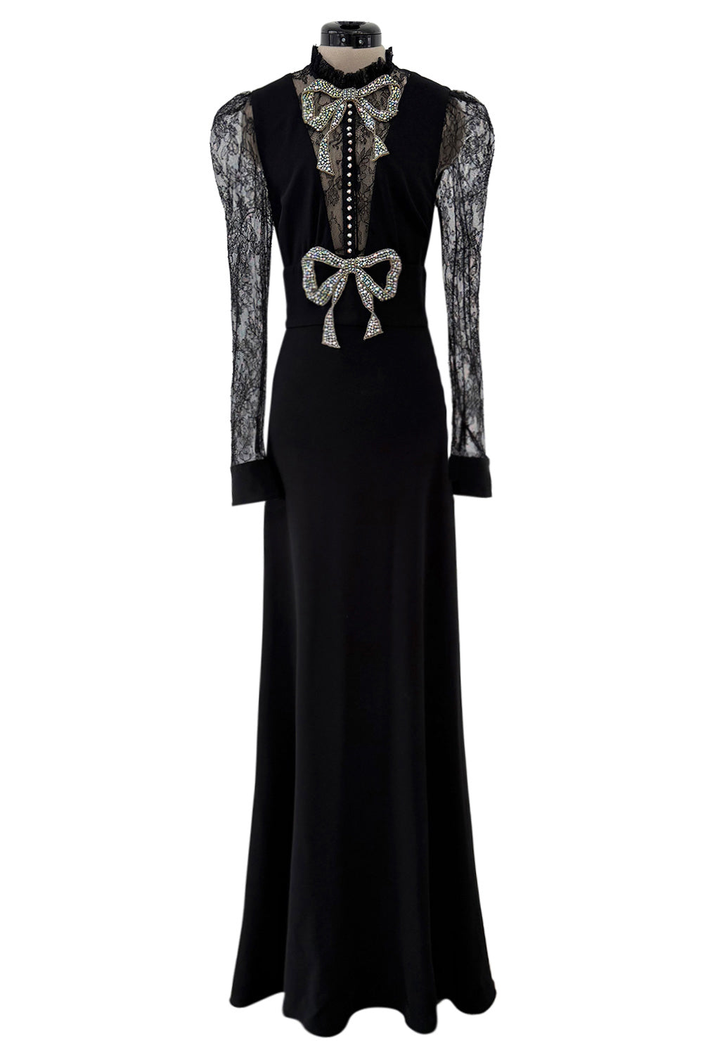 Prettiest 2017 Gucci by Alessandro Michele Black Dress w Lace Sleeves Shrimpton Couture Prettiest 2017 Gucci by Alessandro Michele Black Dress w Lace Sleeves Shrimpton Couture