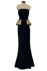 Spectacular Spring 2014 Alexander McQueen by Sarah Burton Strapless Crystal Detailed Peplum Dress