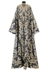 Phenomenal Fall 1993 Paco Rabanne Haute Couture Runway Sample Look 51 Metallic Gold & Silk Net Evening Caftan Coat