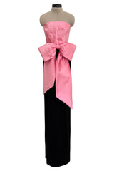 Gorgeous & Chic Fall 1984 Givenchy by Hubery de Givenchy Haute Couture Strapless Pink Silk & Black Velvet Dress