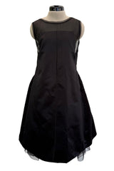 c. 2006 Prada by Miuccia Prada Black Silk & Silk Chiffon Low Scooped Back Sleeveless Puff Dress