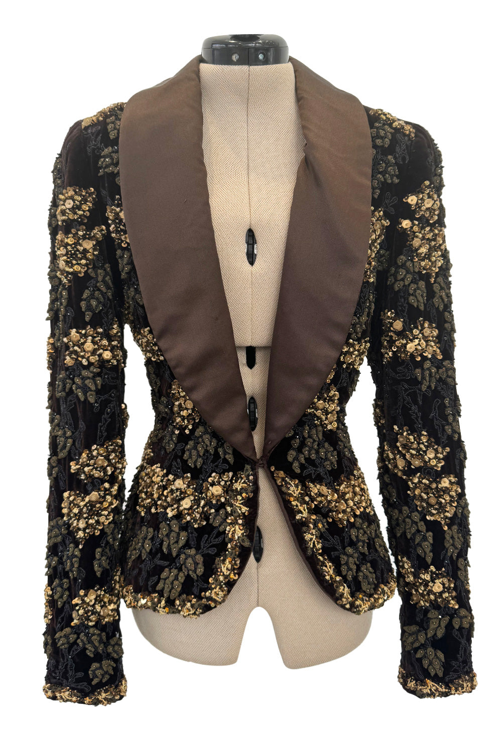 Exceptional 2004 John Anthony Couture Brown Velvet Heavily Hand Embroi –  Shrimpton Couture