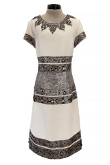 Superb Fall 2007 Oscar de la Renta Runway Look 38 Sequin & Bead on Ivory Boucle Wool Runway Dress