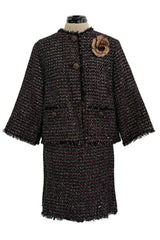 Pristine Pre-Fall 2012 Chanel by Karl Lagerfeld Metallic Gold Detailed Suit w Gripoix Buttons