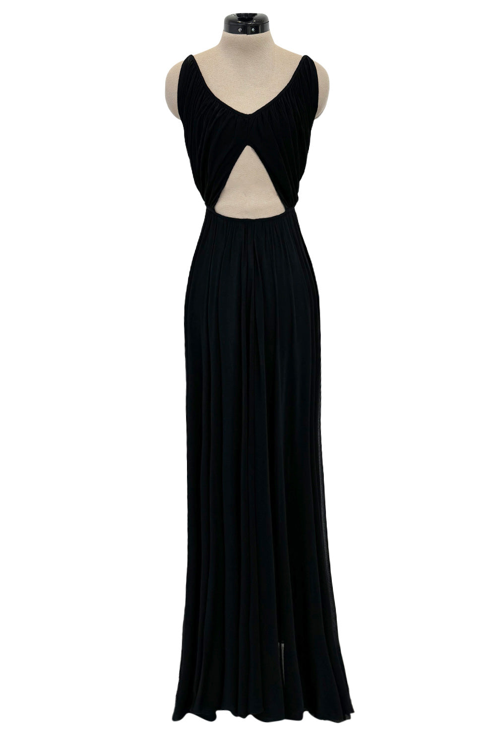 black long dress spaghetti strap Incredible Resort 1979 Halston Black Bias Cut Silk Jersey Dress w Fron –  Shrimpton Couture