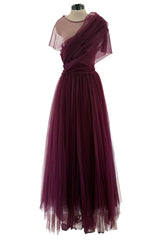 Gorgeous Resort 2020 Khaite Look 21 Burgundy Net Full Skirted Dress & Underskirt