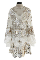 Beautiful Spring 2020 Valentino by Pierpaolo Piccioli Densely White & Gold Sequin Dress