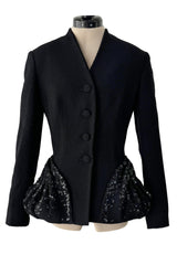 Fabulous Fall 2008 Christian Dior Black Meticulously Tailored Bar Jacket w Beaded Hip Detailing