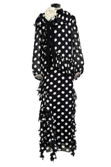 Prettiest Resort 2017 Gucci by Alessandro Michele Black & White Polka Dot Silk Chiffon Dress